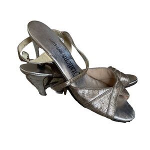 Citations Soft Steps Shoes Open Toe Silver Sling Back Sandal Sandals Heels 8.5 N